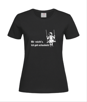 "Ich geh schaukeln!" Motiv Mädchen - Girlie-Shirt schwarz
