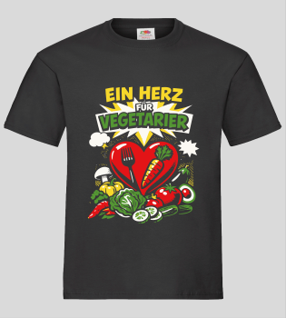 "EIN HERZ FÜR VEGETARIER" T-Shirt unisex schwarz