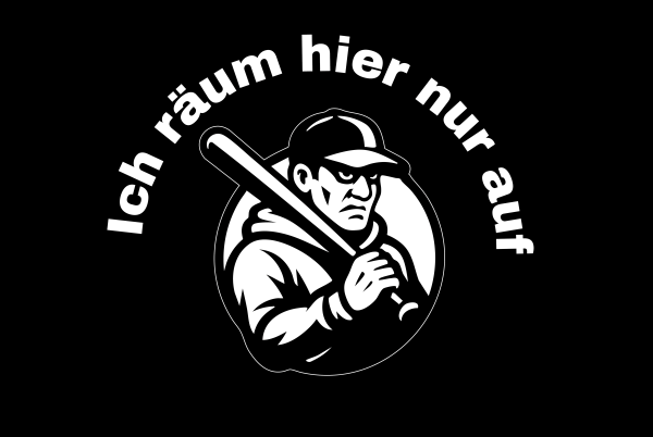 "Ich räum hier nur auf" Hoodie schwarz unisex Rückenprint