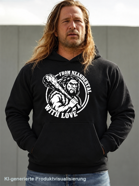 "FROM NEANDERTAL WITH LOVE" Hoodie schwarz S-4XL