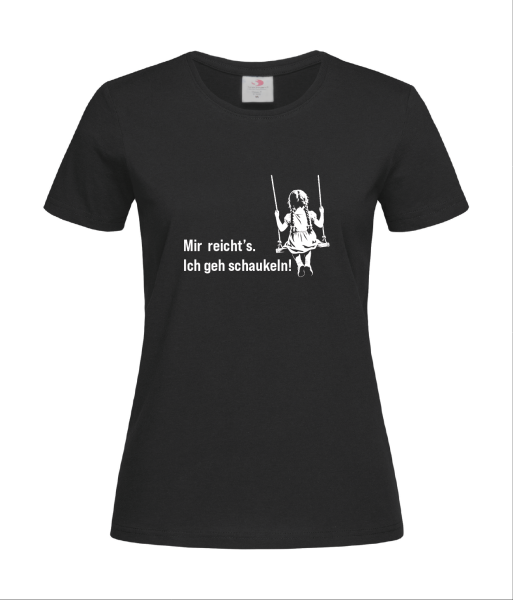 "Ich geh schaukeln!" Motiv Mädchen - Girlie-Shirt schwarz