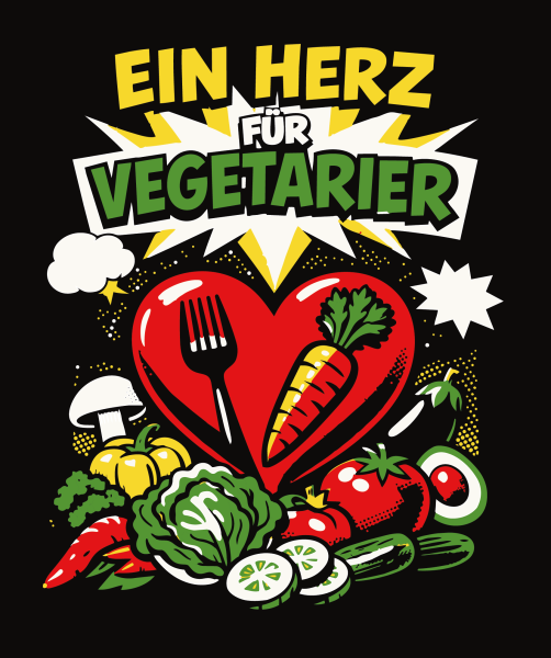 "EIN HERZ FÜR VEGETARIER" T-Shirt unisex schwarz