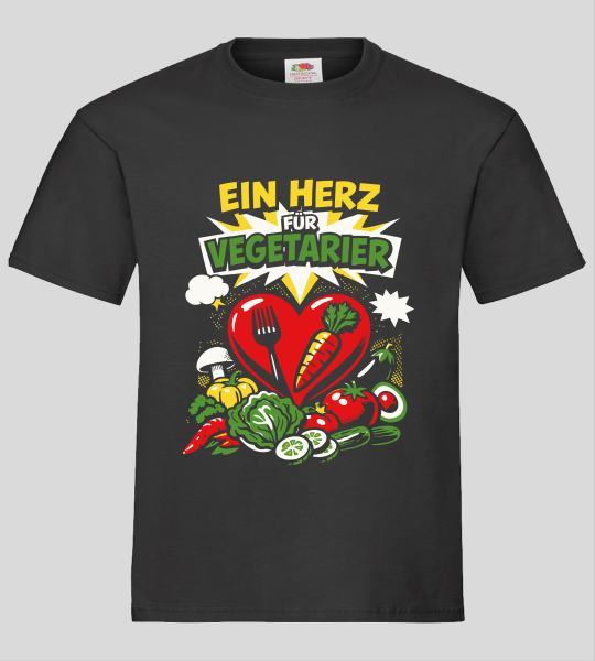 "EIN HERZ FÜR VEGETARIER" T-Shirt unisex schwarz
